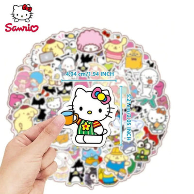 120pcs Sanrio Officially Licensed Hello Kitty Vinyl Sticker DIY Waterproof UV Scratch Resistant Tape Gift Student Office - Slobuy