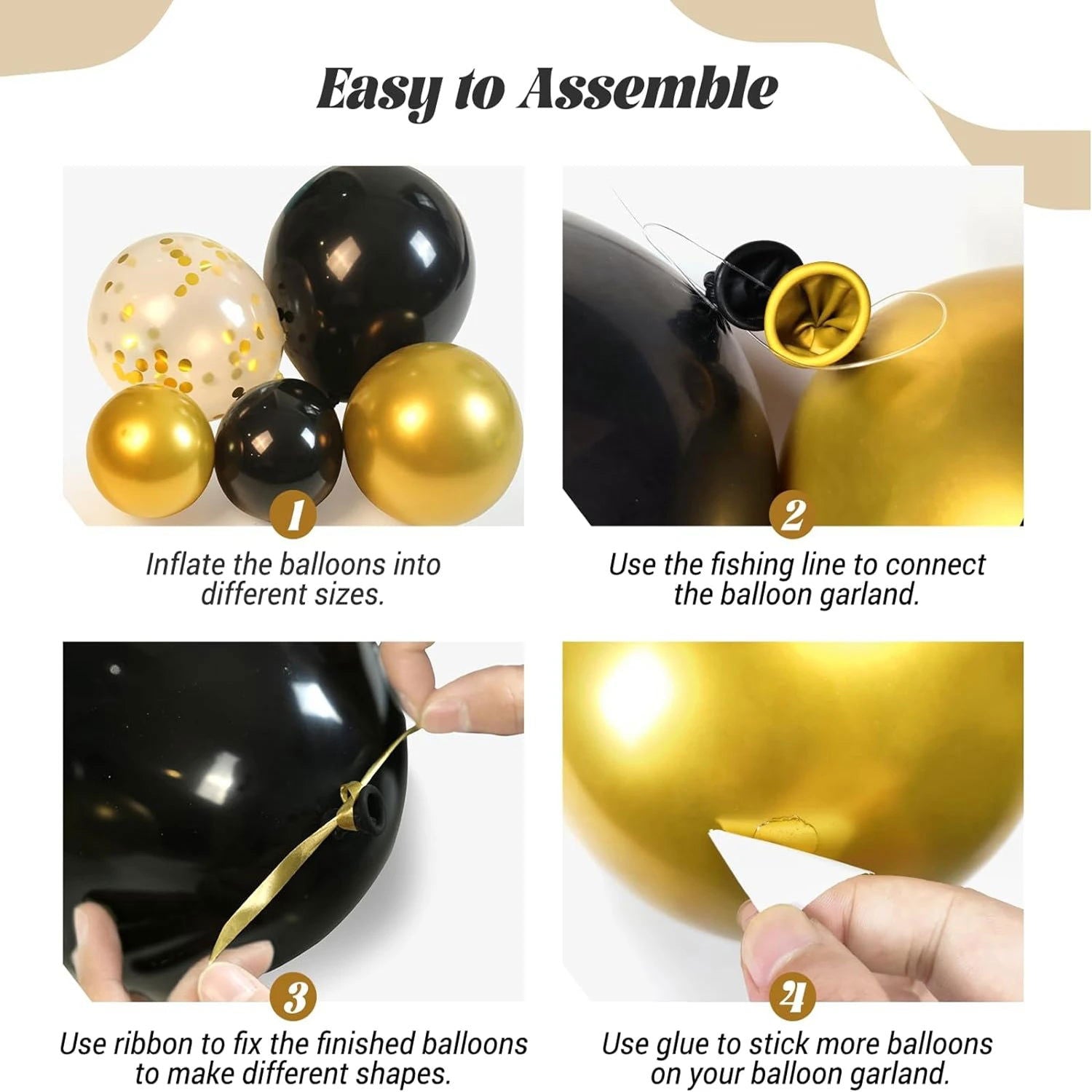 121Pcs Black and Gold Balloons Garland Arch Kit with Starburst Foil Balloons for New Years Wedding  Birthday Party Decorations - Slobuy