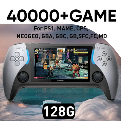 128G 40000+Games NEW Project X Portable Pocket Video Game Console 4.3” IPS Screen Support PS1 Retro Gaming Dual Speaker Stereo - Slobuy