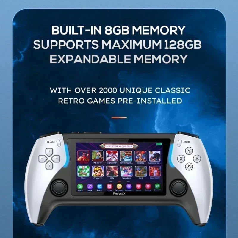128G 40000+Games NEW Project X Portable Pocket Video Game Console 4.3” IPS Screen Support PS1 Retro Gaming Dual Speaker Stereo - Slobuy