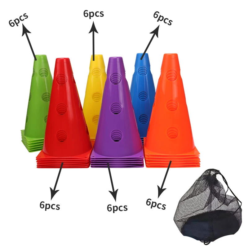 12PCS 18PCS 24PCS 30PCS 36PCS Durable  Mark Cones Football Agility Training Sport  with Hole - Slobuy