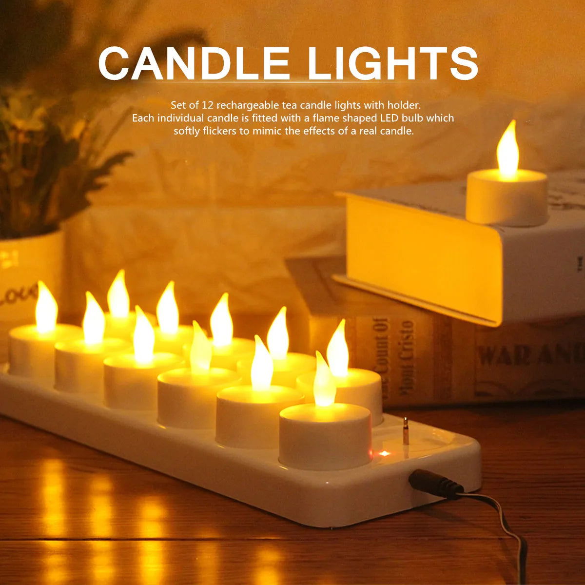 12Pcs LED Candle Lamp Rechargeable Creative Flickering Simulation Flame Candle Night Light Tea Light for Party Home Decoration - Slobuy