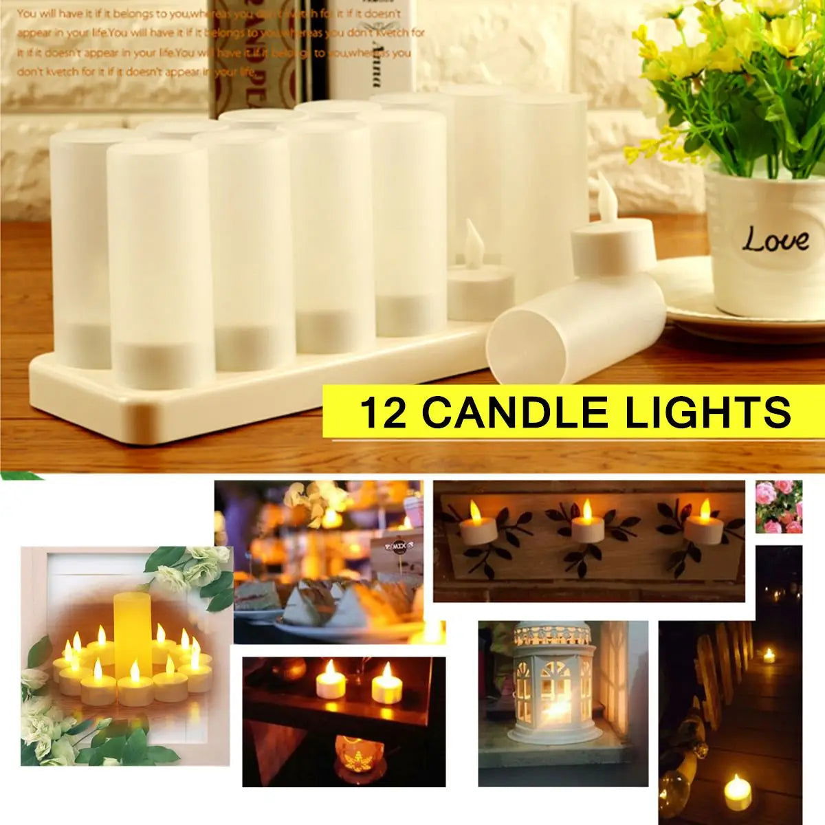 12Pcs LED Candle Lamp Rechargeable Creative Flickering Simulation Flame Candle Night Light Tea Light for Party Home Decoration - Slobuy