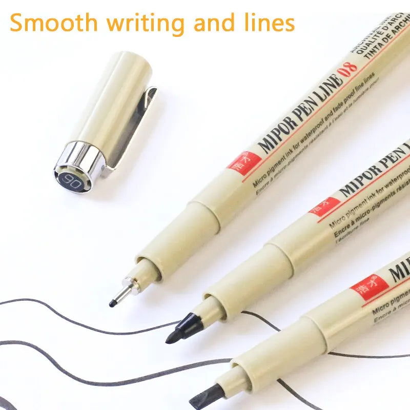 12Pcs Pigment Fineliner Pens Hook Liner Sketch Markers Drawing Waterproof Art Supplies Manga Comic Handwriting Black - Slobuy