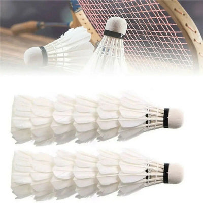 12Pcs Professional Badminton Balls,White Goose  Feather Shuttlecock Stable Training Sport Badminton Ball Sport Accessories - Slobuy