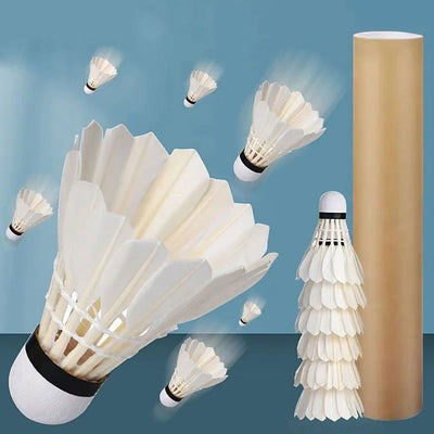 12Pcs Professional Badminton Balls,White Goose  Feather Shuttlecock Stable Training Sport Badminton Ball Sport Accessories - Slobuy