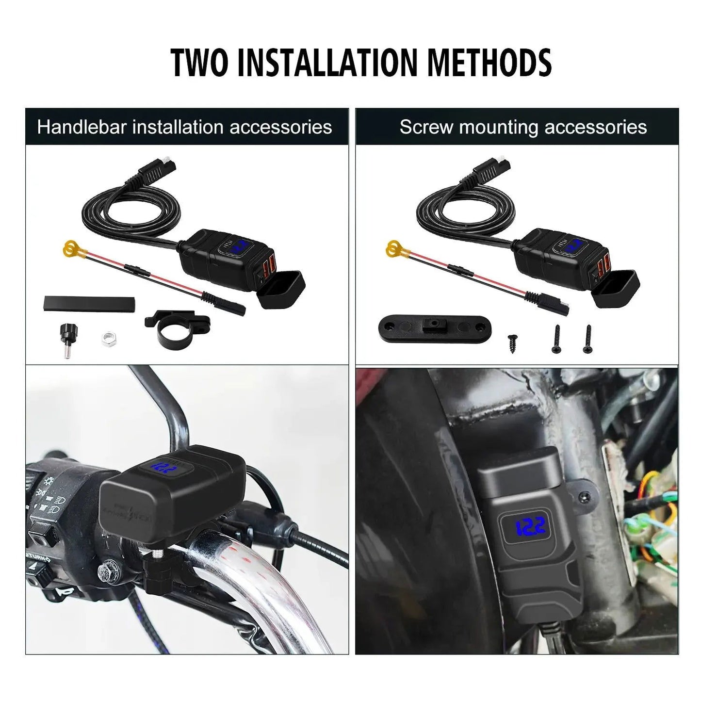 12V Fast Charging Motorcycle USB Chargers 3.0 Power Adapter Digital Bike Moto Motor Motorbike Accessories Electronics Universal - Slobuy