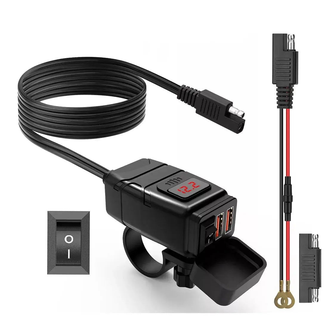 12V Fast Charging Motorcycle USB Chargers 3.0 Power Adapter Digital Bike Moto Motor Motorbike Accessories Electronics Universal - Slobuy