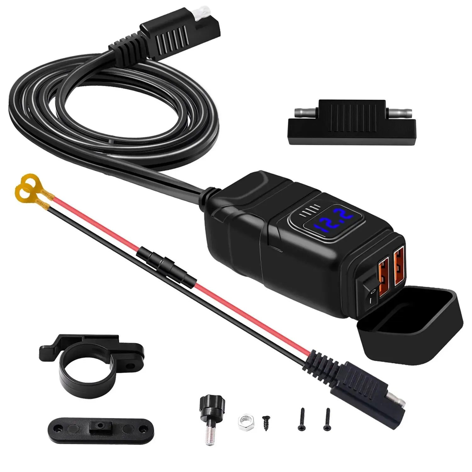 12V Fast Charging Motorcycle USB Chargers 3.0 Power Adapter Digital Bike Moto Motor Motorbike Accessories Electronics Universal - Slobuy