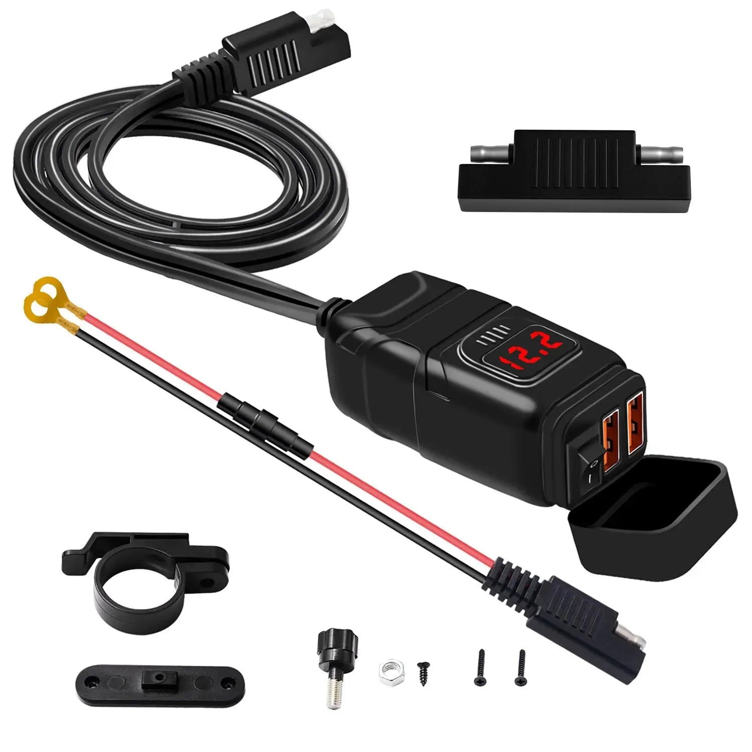 12V Fast Charging Motorcycle USB Chargers 3.0 Power Adapter Digital Bike Moto Motor Motorbike Accessories Electronics Universal - Slobuy