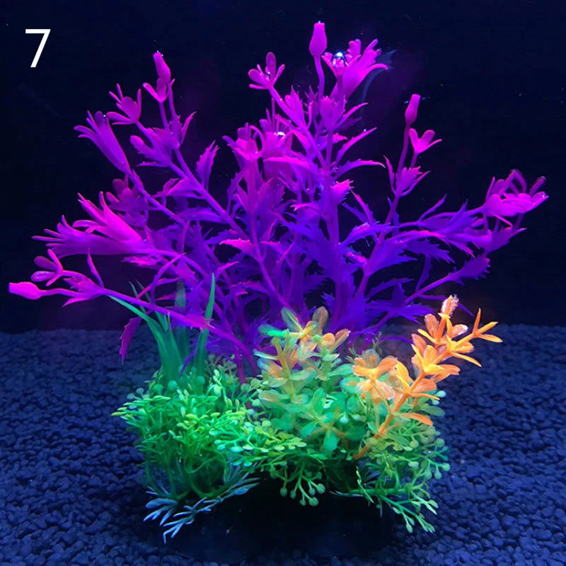 12 Kinds Artificial Aquarium Decor Plants Water Weeds Ornament Aquatic Plant Fish Tank Grass Decoration Accessories 14cm - Slobuy