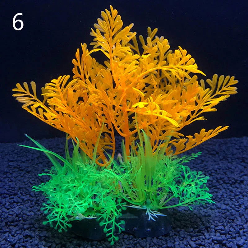 12 Kinds Artificial Aquarium Decor Plants Water Weeds Ornament Aquatic Plant Fish Tank Grass Decoration Accessories 14cm - Slobuy