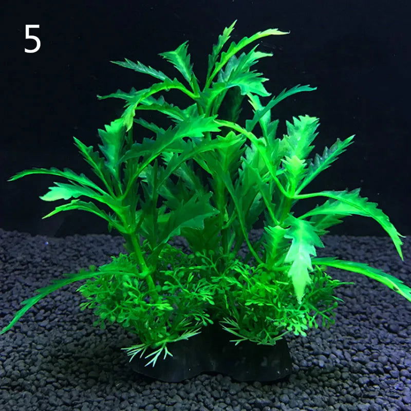 12 Kinds Artificial Aquarium Decor Plants Water Weeds Ornament Aquatic Plant Fish Tank Grass Decoration Accessories 14cm - Slobuy