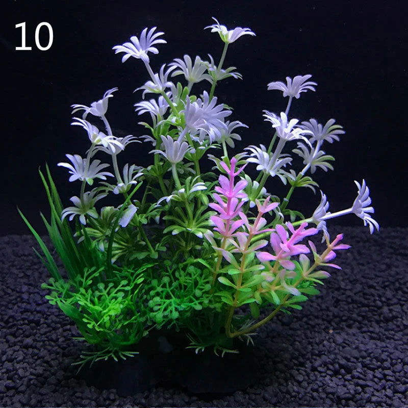 12 Kinds Artificial Aquarium Decor Plants Water Weeds Ornament Aquatic Plant Fish Tank Grass Decoration Accessories 14cm - Slobuy