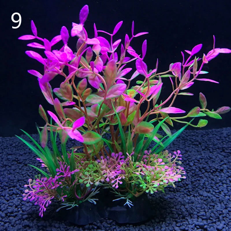12 Kinds Artificial Aquarium Decor Plants Water Weeds Ornament Aquatic Plant Fish Tank Grass Decoration Accessories 14cm - Slobuy