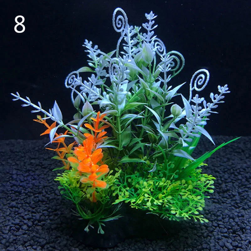 12 Kinds Artificial Aquarium Decor Plants Water Weeds Ornament Aquatic Plant Fish Tank Grass Decoration Accessories 14cm - Slobuy
