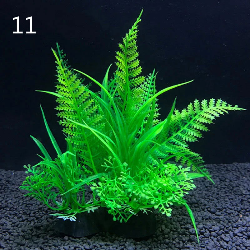 12 Kinds Artificial Aquarium Decor Plants Water Weeds Ornament Aquatic Plant Fish Tank Grass Decoration Accessories 14cm - Slobuy
