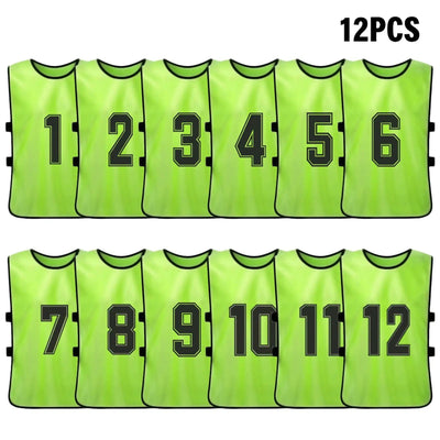 6/12 PCS Adults Soccer Pinnies Quick Drying Football Team Jerseys Sports Soccer Team Training Numbered Bibs Practice Sports Vest - Slobuy