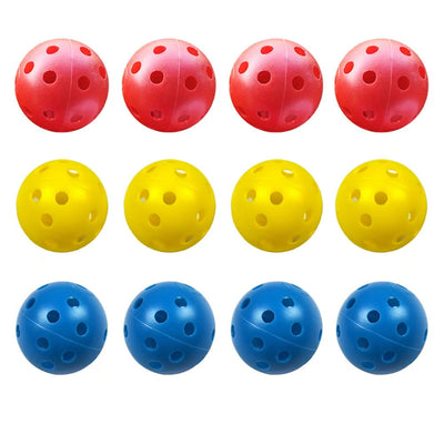 12 Pack multicolor Plastic Golf Training Balls Airflow Hollow diameter 1.65 inch Golf Balls for Driving Range Swing Practice new - Slobuy