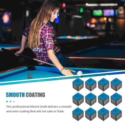 12 Pcs Blue Accessories Powdered Pool Cue Billiards Game Chalks Table Friction Increasing Stick Tip Wiping Snooker Club Cues - Slobuy