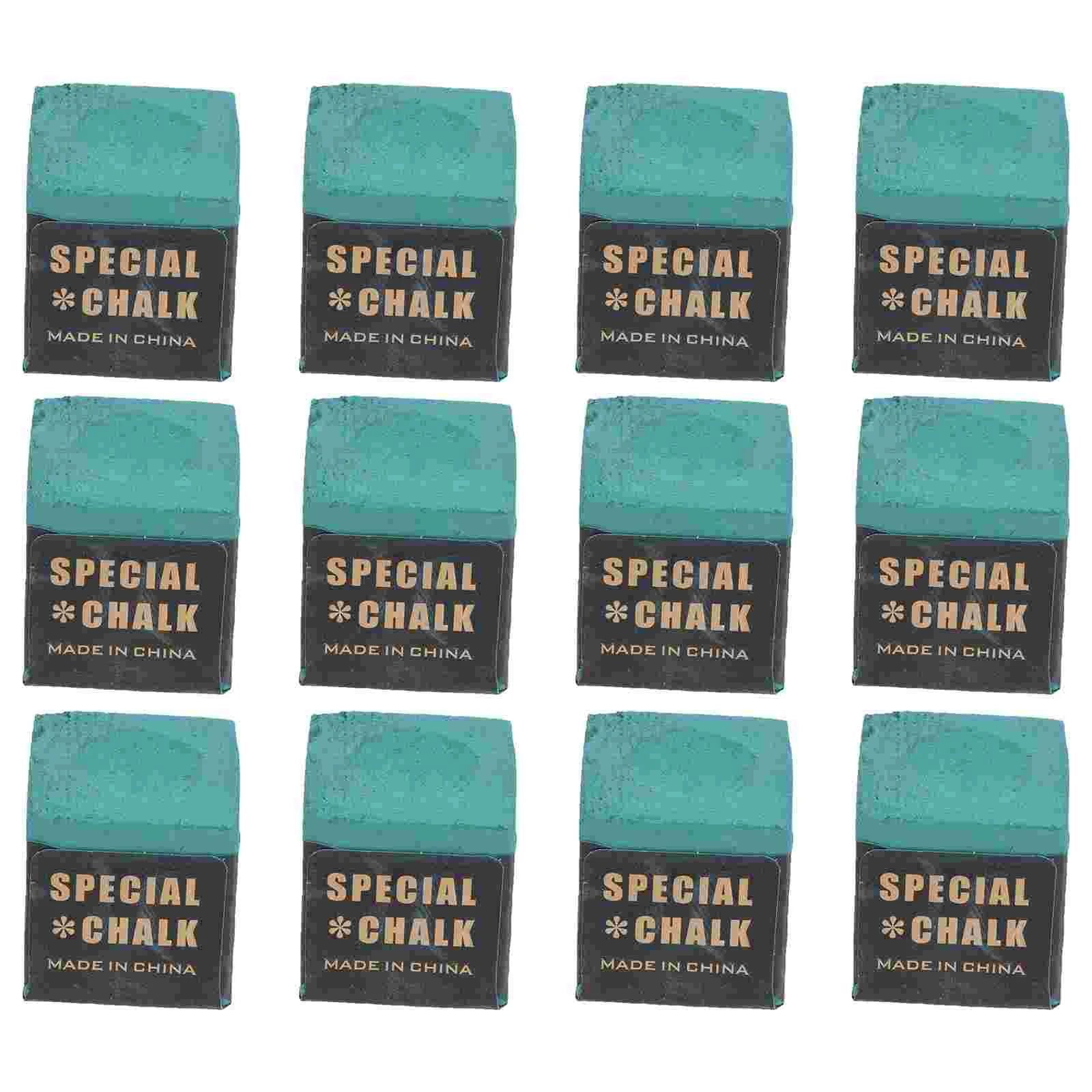 12 Pcs Blue Accessories Powdered Pool Cue Billiards Game Chalks Table Friction Increasing Stick Tip Wiping Snooker Club Cues - Slobuy