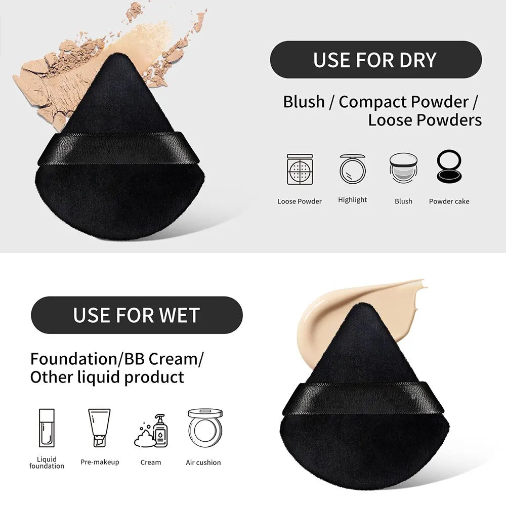MAANGE 10/12 Pcs Triangle Powder Puff Wet Dry Use For Loose Powder Liquid Cosmetic Soft Plush Powder Puff Makeup Foundation - Slobuy