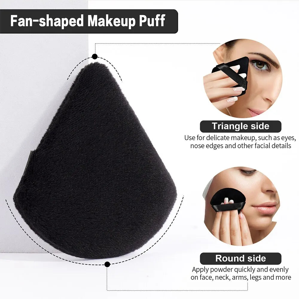 MAANGE 10/12 Pcs Triangle Powder Puff Wet Dry Use For Loose Powder Liquid Cosmetic Soft Plush Powder Puff Makeup Foundation - Slobuy