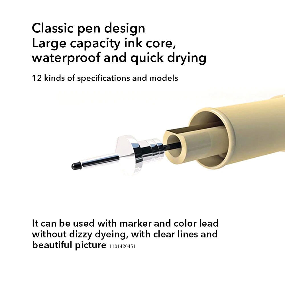 12 Tip Pigment Liner Micron Ink Marker Pen for Manga Draw Sketching Needle Pen Hook Line Pen Sketch Stationery Set Art Supplies - Slobuy