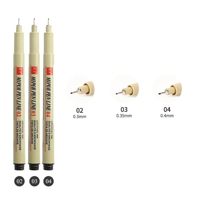 12 Tip Pigment Liner Micron Ink Marker Pen for Manga Draw Sketching Needle Pen Hook Line Pen Sketch Stationery Set Art Supplies - Slobuy