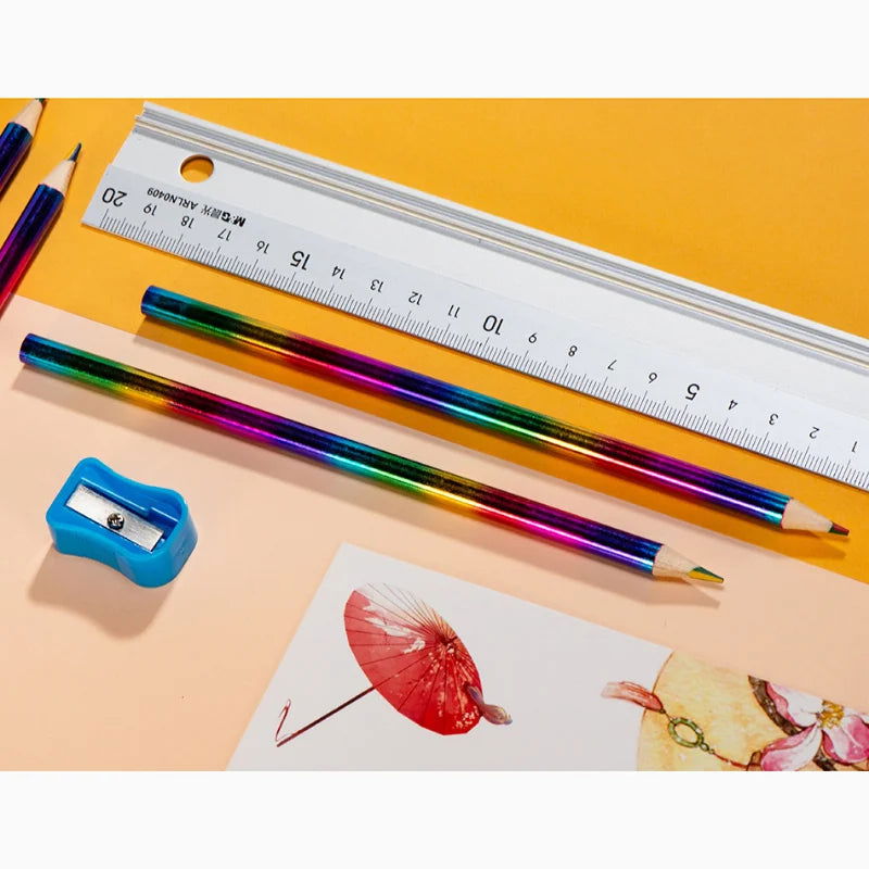 12 pcs Rainbow Pencils Drawing Crayons Kawaii Children's Colored Pencil Set Painting Graffiti Crayons School Stationery - Slobuy