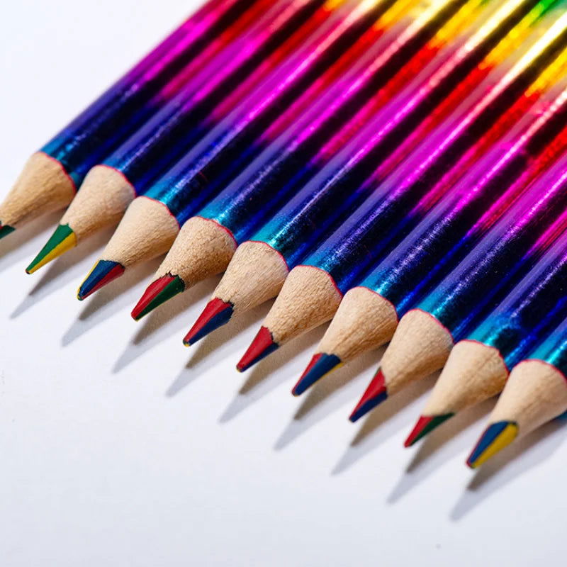 12 pcs Rainbow Pencils Drawing Crayons Kawaii Children's Colored Pencil Set Painting Graffiti Crayons School Stationery - Slobuy