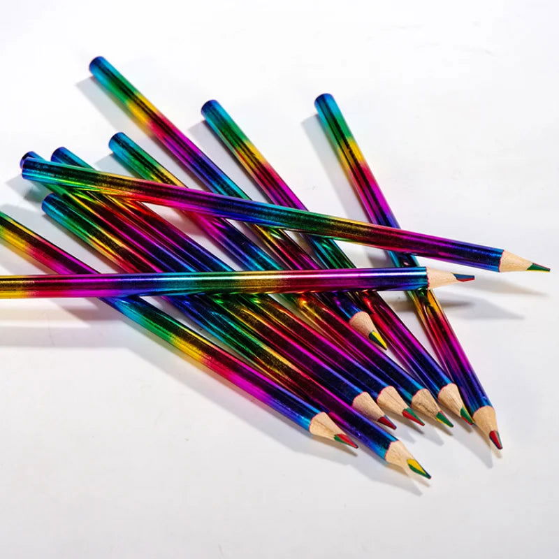 12 pcs Rainbow Pencils Drawing Crayons Kawaii Children's Colored Pencil Set Painting Graffiti Crayons School Stationery - Slobuy