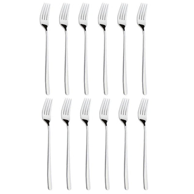 12 pieces of mirror-polished cutlery set, top food grade stainless steel silverware fork, dessert salad fruit fork, cutlery fork - Slobuy