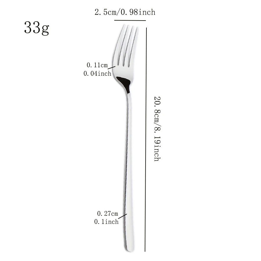 12 pieces of mirror-polished cutlery set, top food grade stainless steel silverware fork, dessert salad fruit fork, cutlery fork - Slobuy
