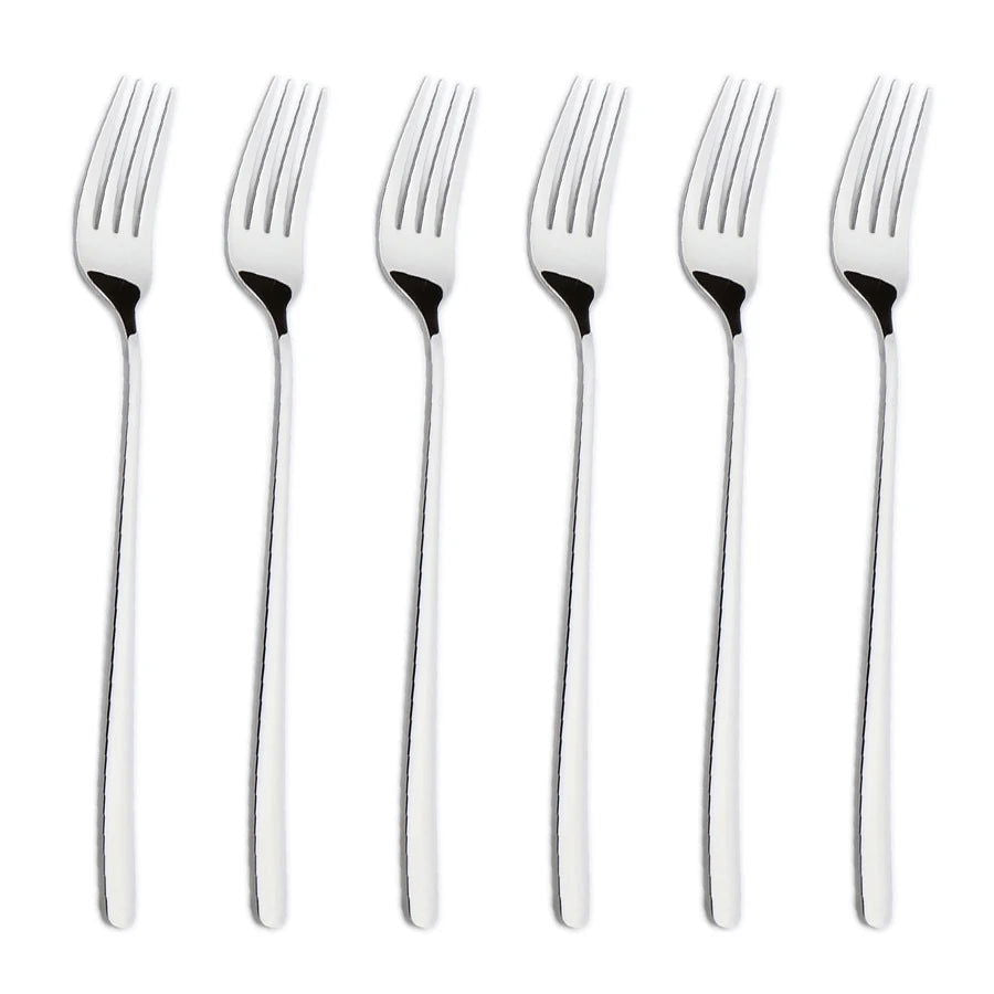 12 pieces of mirror-polished cutlery set, top food grade stainless steel silverware fork, dessert salad fruit fork, cutlery fork - Slobuy