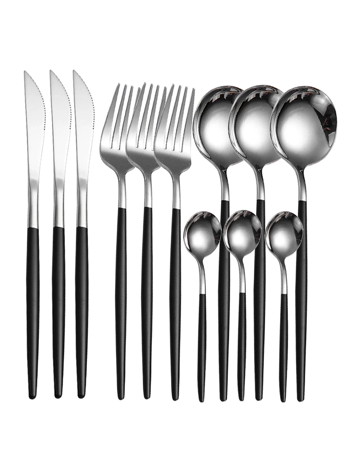 12pc Thin stainless steel cutlery set Portugal steak knife and fork dessert spoon coffee spoon - Slobuy