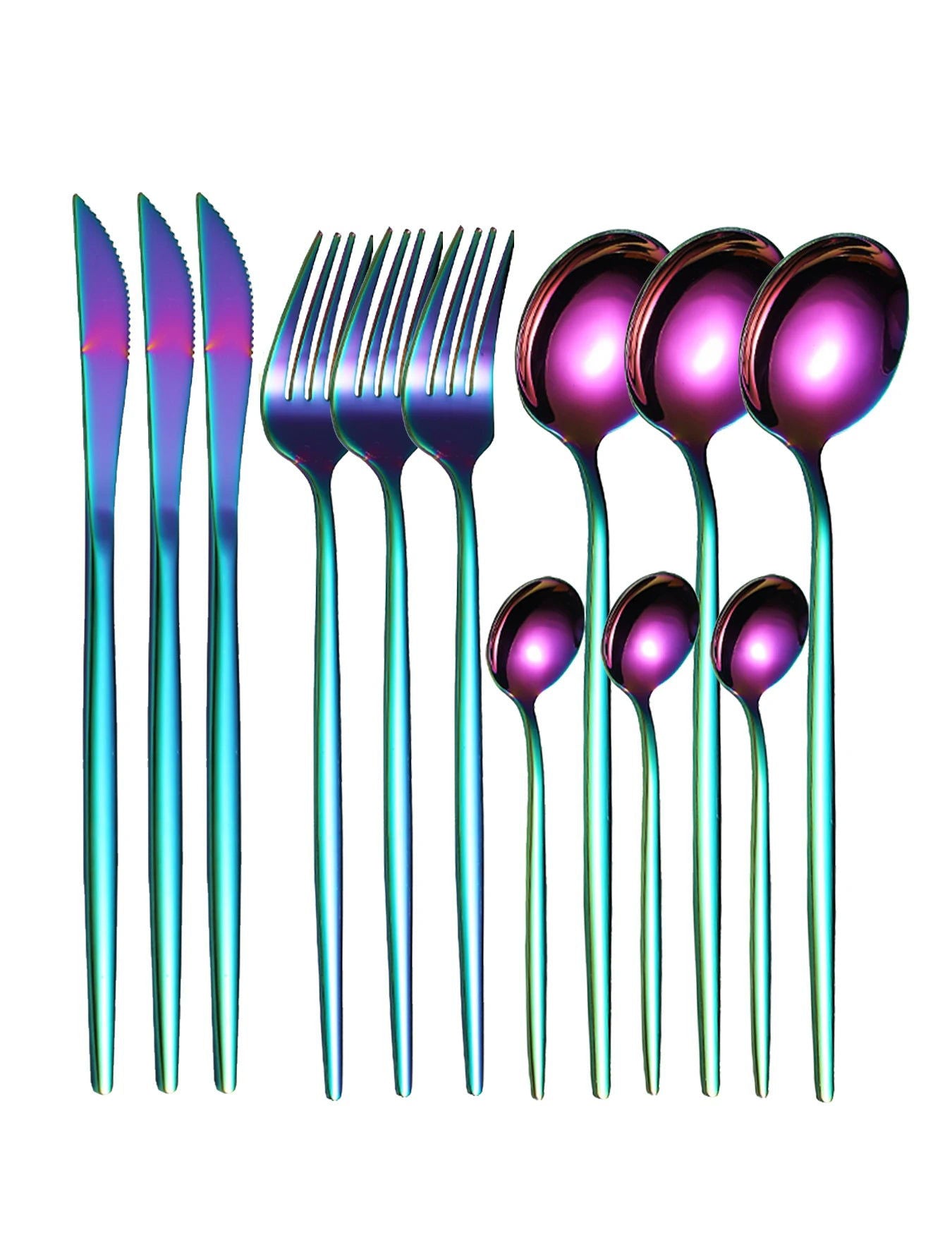 12pc Thin stainless steel cutlery set Portugal steak knife and fork dessert spoon coffee spoon - Slobuy