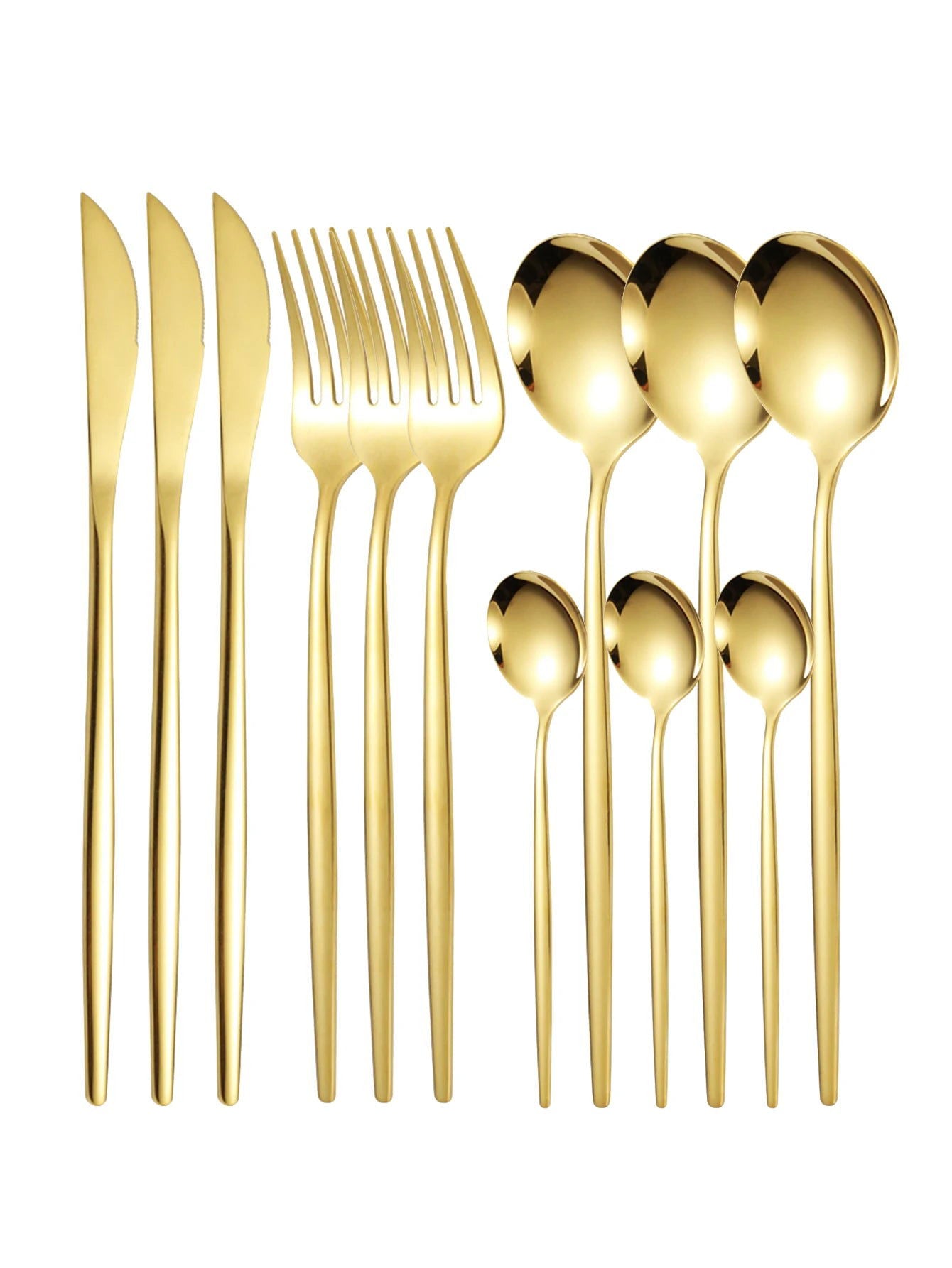 12pc Thin stainless steel cutlery set Portugal steak knife and fork dessert spoon coffee spoon - Slobuy