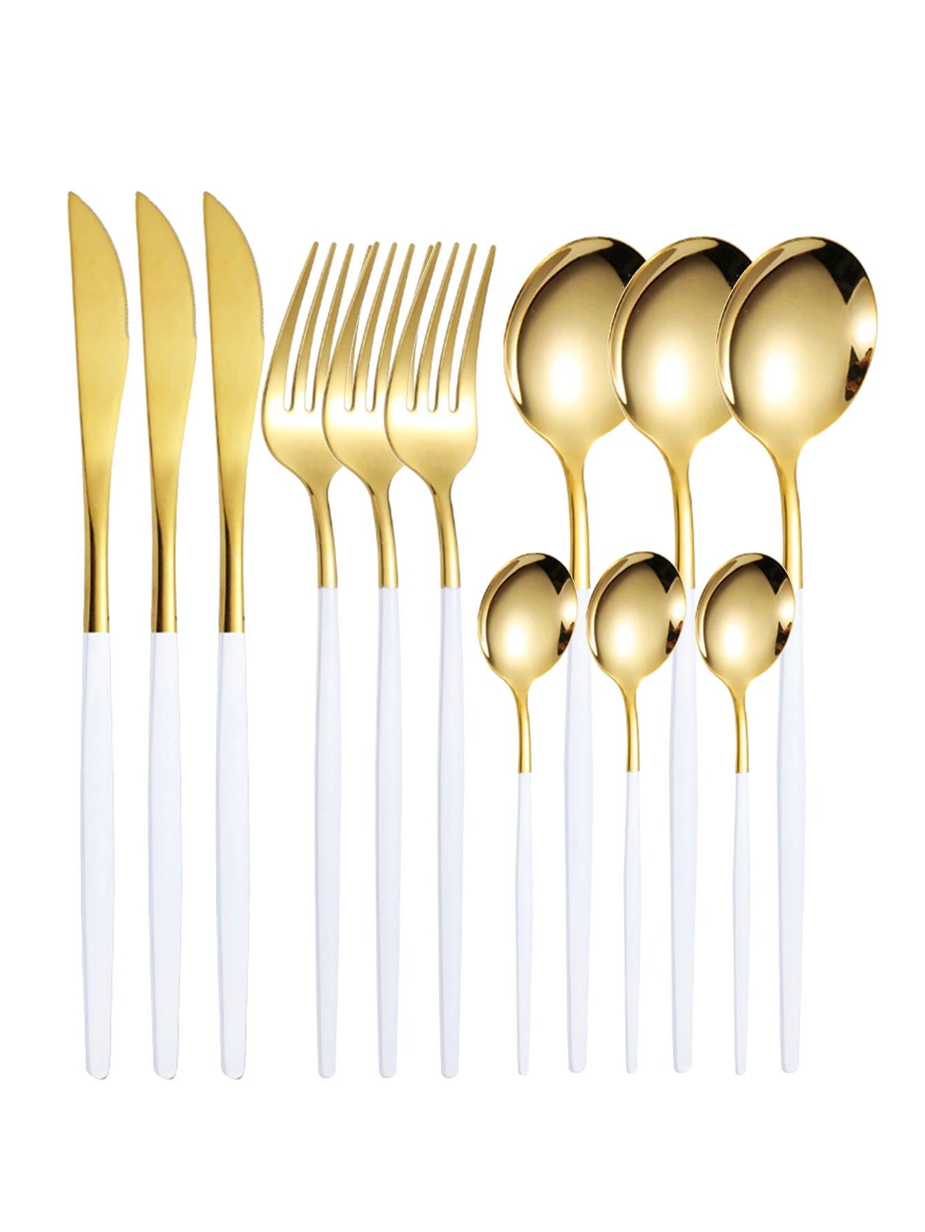 12pc Thin stainless steel cutlery set Portugal steak knife and fork dessert spoon coffee spoon - Slobuy
