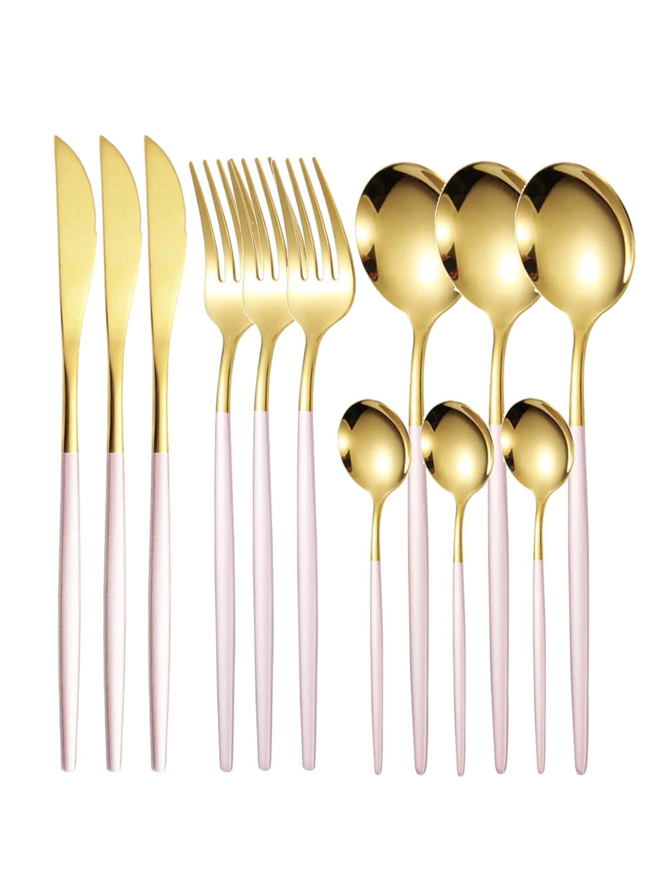 12pc Thin stainless steel cutlery set Portugal steak knife and fork dessert spoon coffee spoon - Slobuy