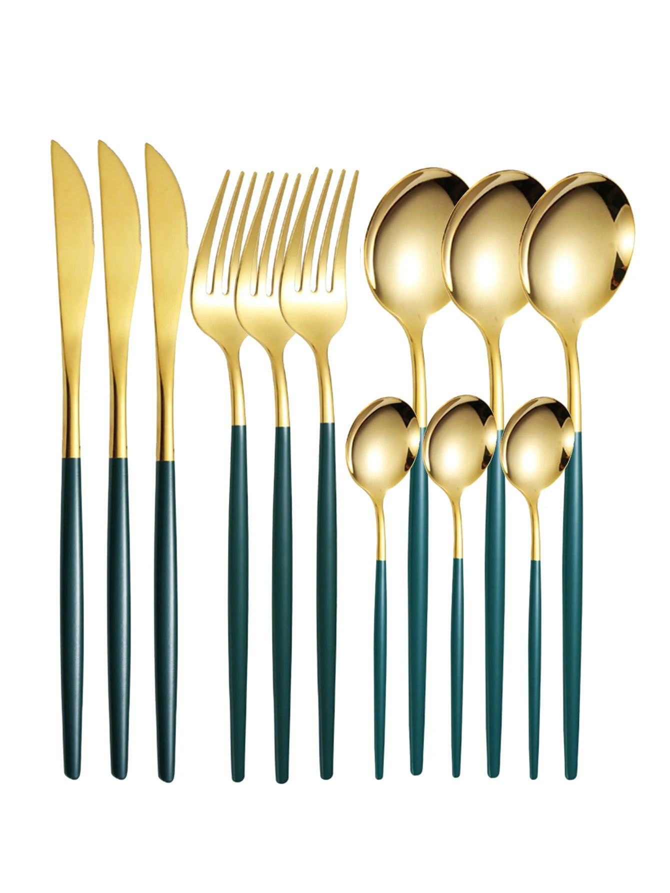 12pc Thin stainless steel cutlery set Portugal steak knife and fork dessert spoon coffee spoon - Slobuy