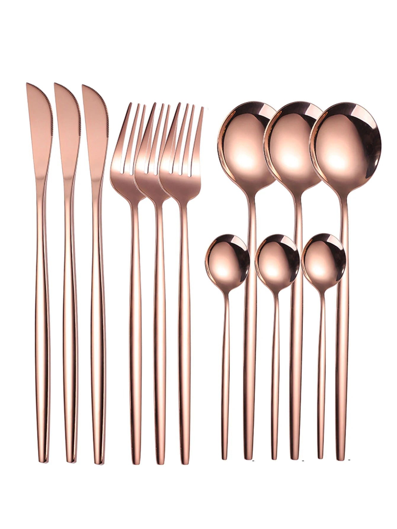12pc Thin stainless steel cutlery set Portugal steak knife and fork dessert spoon coffee spoon - Slobuy