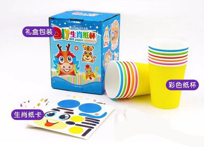 12pcs Children 3D DIY handmade paper cups sticker material kit Whole set Kids kindergarten school art craft educational toys GYH - Slobuy