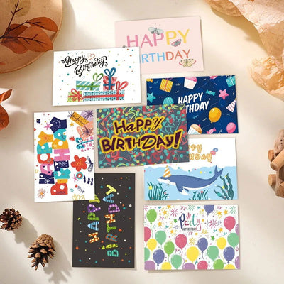 12pcs Happy Birthday Greeting Card With Envelope Birthday Party Invitation Cards For Kids Adults Folded Gift Cards Message Card - Slobuy