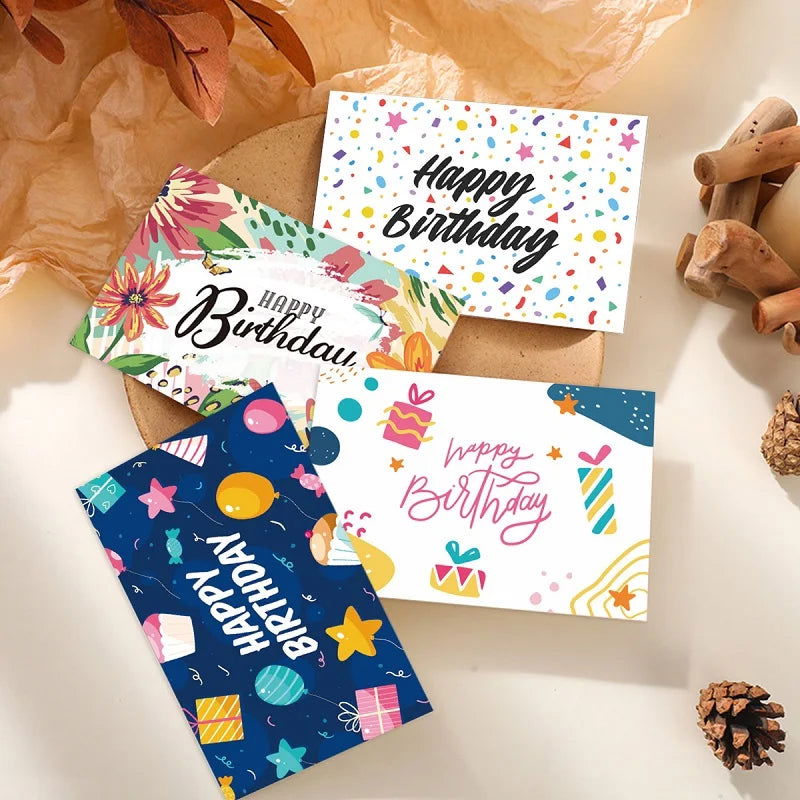 12pcs Happy Birthday Greeting Card With Envelope Birthday Party Invitation Cards For Kids Adults Folded Gift Cards Message Card - Slobuy