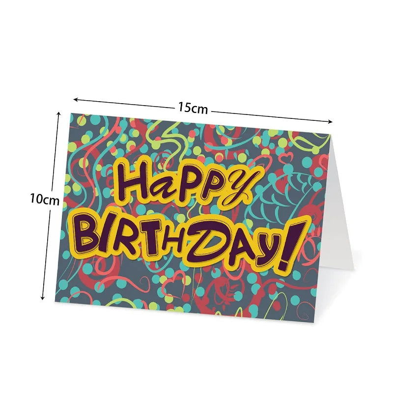12pcs Happy Birthday Greeting Card With Envelope Birthday Party Invitation Cards For Kids Adults Folded Gift Cards Message Card - Slobuy