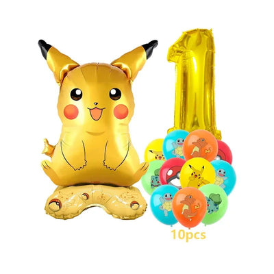 12pcs Pokemon Pikachu Balloon Set Children's Party Decoration Charmander Squirtle Bulbasaur Birthday Foil Balloon Gift Doll Toy - Slobuy
