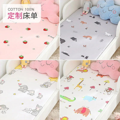 130cm*70cm Cotton Crib Fitted Sheets Soft Baby Bed Mattress Covers Printed Newborn Infant Bedding Set Kids Mini Cot Sheet - Slobuy