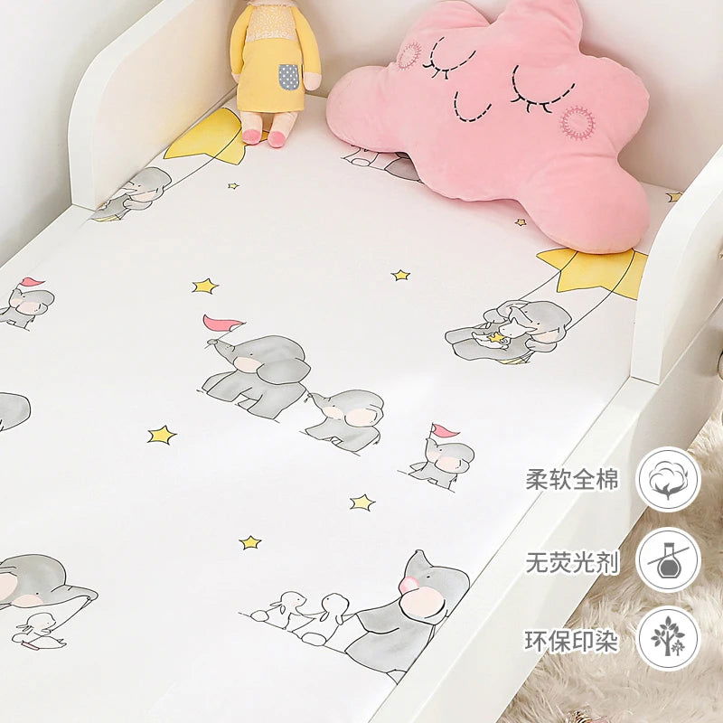 130cm*70cm Cotton Crib Fitted Sheets Soft Baby Bed Mattress Covers Printed Newborn Infant Bedding Set Kids Mini Cot Sheet - Slobuy