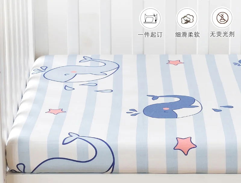 130cm*70cm Cotton Crib Fitted Sheets Soft Baby Bed Mattress Covers Printed Newborn Infant Bedding Set Kids Mini Cot Sheet - Slobuy
